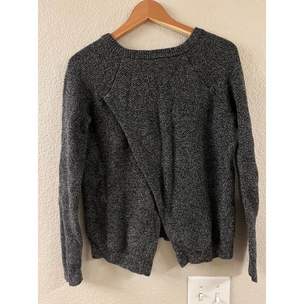 Madewell Womens Province Cross-Back Pullover Sweater Grey Marled Noir XS‎